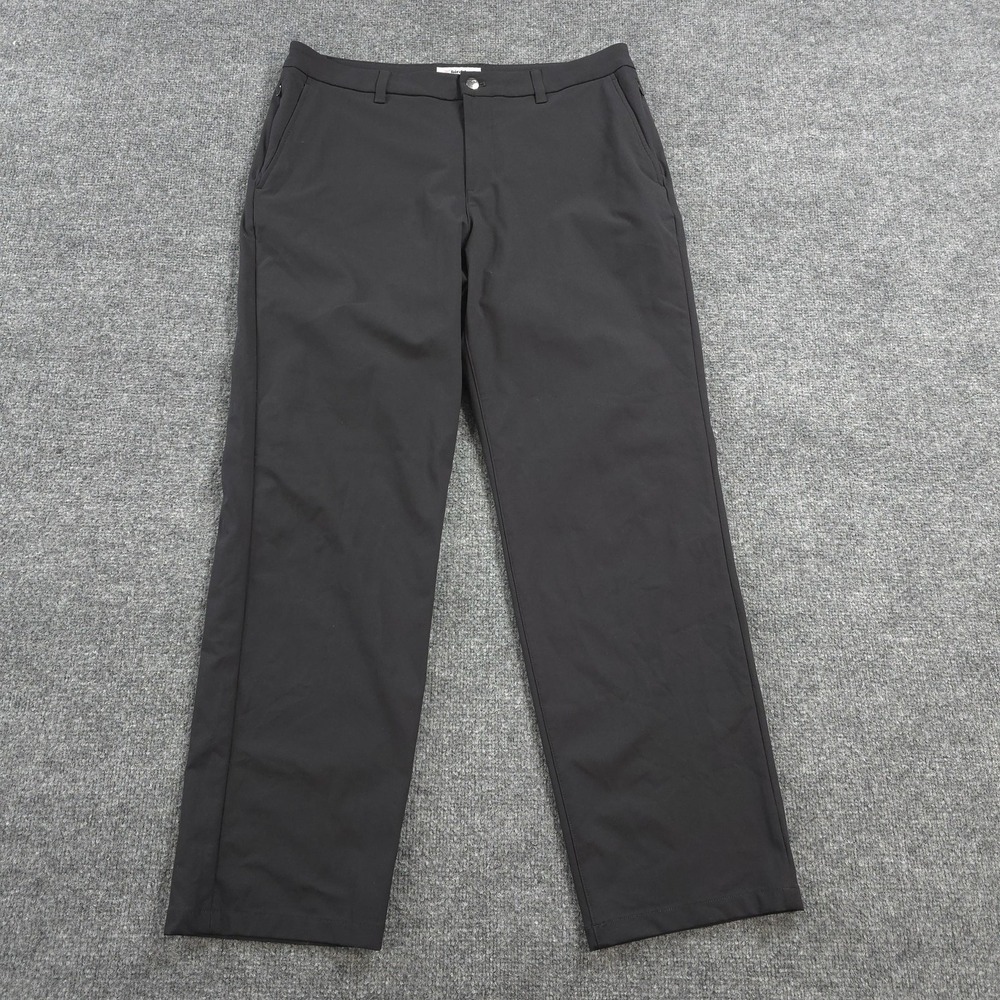 Birddogs Pants Mens 34x32 Black Relaxed Polyester Chino Casual Golf Performance